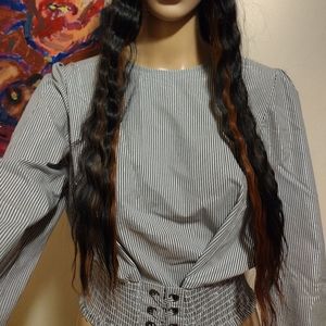 Xhilaration striped corset cinched waist cropped top, size M, NWT